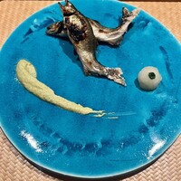 東山 吉寿 - 鮎　大根おろし蓼　ズッキーニアンチョビ　松の実のジェノベーゼソーズ