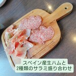 イタリアンバル Viva - スペイン産生ハムと2種類のサラミ盛り合わせ