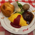 ラケル - KUKUオムライスとハンバーグ(Bセット ドリンク＋スープ)