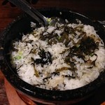 居酒屋 康 - 焼き飯　じゃこと高菜（混ぜた後の写真です、すみません）