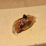 すし寿 - 鯵の握り　粉醤油でいただきました