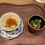 新門前 米村 - 【イクラの冷製パスタ　タコと山菜のぬた和え】ぬた和えをパスタに加えて味変も可能