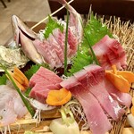 日本酒と朝獲れ鮮魚 源の蔵 - 「鮮魚５点盛り」＠1738