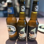 400℃ PIZZA - 左がノンアルビール、右のふたつがナポリのクラフトビール。フルーティーなお味