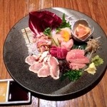 鶏とやさいと日本酒　銀座ますいち - 鶏のお造りおまかせ5種盛り合わせ（2人前）¥1,800