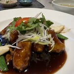 神田 雲林 - 豚ロース肉と揚げ野菜の黒酢スプタ