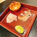 心一 - 乙部町の石鯛カラスミ巻き
      にしんの昆布締め