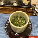 さか本 鮨 - エノキとアオサの餡かけ茶碗蒸し