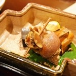 すし丸 - バイ貝煮、子持ち鮎甘露煮、胡麻豆腐
