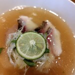 麺家 たけ田 - 大洋丸神経〆伊佐木の炙り潮蕎麦アップ