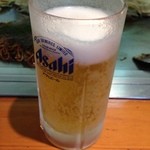 お好み焼き 八昌 - 生ビール (一口飲んだ後)