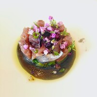 スケープス ザ スィート - 初鰹の藁焼き 黒玄米醤油麹のペースト ブルーベリーラヴィゴッド♪