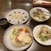 ビストロ ボルドー - 魚フライトルコライス、暖かいきのこたっぷりサラダ、近海魚のカルパッチョ