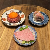 焼肉 きたん 法善寺 - 本日のお勧め3種和牛お刺身盛り合わせ