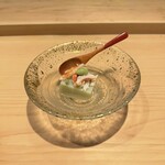 湘南沖地蟹専門店ふじ月 - 進肴　枝豆豆腐/蟹身/山葵