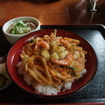 川魚料理 にいの - かき揚丼セット