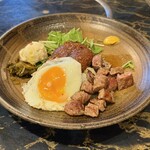ステーキハウス亜伊由 - ◆熟成牛100％ハンバーグ200gとステーキ100g