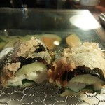 てんぷら 脇坂 - 14年9月  茄子にホタテが挟んであります☆ 