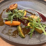 Imparfait - 豚肉にバルサミコソースと温野菜