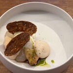 Imparfait - 桃とわらび餅にアイスと桃と桃のガス入りムース