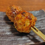 手打そば賀登利庵 - 鴨つくね。山椒がパラリ