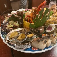 土佐料理 祢保希 銀座店 - 大皿は、裏側にも、ぎゅうぎゅうに、