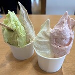 うご・じぇら - （左）アスパラ、五葉豆　（右）いちご、ミルク