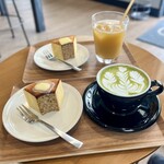 ザバロック - ・雪室抹茶ラテ(HOT)
                                ・有機オレンジジュース
                                ・ベイクドプレミアムバウム凛々