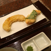 京都祇園 天ぷら八坂圓堂 - ホクホクな南瓜とお魚です。