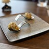 スケープス ザ スィート - Amuse 三浦産白茄子のベニエ　レフォール　あかもく昆布茶の香り