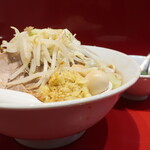 ラーメン二郎 - ラーメン半分＋青ネギショウガ半分炙