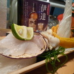 弘寿司 - 刺身四種盛（鯵、鱸？、タコ、生ホッキ貝）