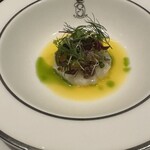 SALONE 2007 - アオリイカのタルタル　ディルが生とオイルの2種使い　イカにこんな可能性があったなんて