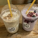 バナナカフェ - バナナカフェオーレ　ブルーベリーヨーグルトバナナジュースアイスクリーム付