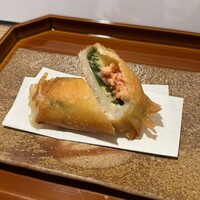 新富町 丸安 - 明太子とお餅の春巻き　うまくないわけない