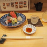 寿し小松 - 造り盛り合わせ ＆ 陸奥八仙 特別純米