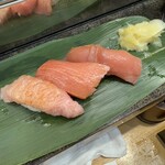 仙令鮨 - 鮪3貫セット(赤身、中トロ、かまとろ)