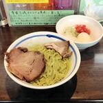 麺や 青雲志 - 限定　特製冷し抹茶まぜそば　(混ぜた後)