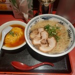 北海ラーメンすすき野 - 料理写真:塩ラーメン(大盛)とミニ天津飯