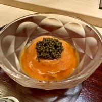 山﨑 - トマト キャビア 葛切り 海老オイル