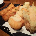 魚串さくらさく - 子持ち昆布473円×2、エビうずらマヨ297円、明太子天ぷら363円