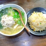 麺屋 Booth - 料理写真:鶏塩わさびラーメン大盛りとチャーハン