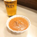 ぽん太 - お通し（トマトの冷製ポタージュ）