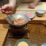 肉割烹 上 - すっぽんスープのしゃぶしゃぶ