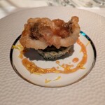 307516176 - 国産穴子 苦瓜 チャイニーズフリット 金木犀ソース