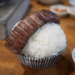 炭火焼肉ホルモンさわいし - オンザマンガ盛りライス