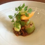 手料理  嘉文 - 冷製:川俣シャモの胡瓜巻き