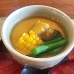 手料理  嘉文 - 鮑と夏野菜の茶碗蒸し　アップ