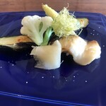 手料理  嘉文 - 郡山ブランド野菜佐助ナスの田楽/鮃の幽庵焼き