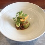 手料理  嘉文 - 冷製:川俣シャモの胡瓜巻き　アップ